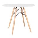 Ver imagem 1 de Mesa de Jantar Redonda Eames Eiffel Wood Tampo 90cm Branco
