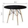 Mesa Eames Eiffel Tampo de Madeira 90cm Preto - 3