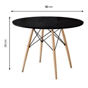 Mesa Eames Eiffel Tampo de Madeira 90cm Preto - 2