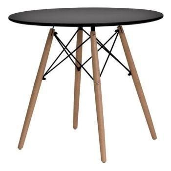 Mesa Eames Eiffel Tampo de Madeira 90cm Preto