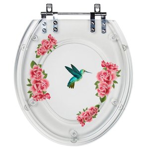 Assento Sanitário Decorada Convencional Beija Flor Cristal