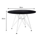 Ver imagem 3 de Mesa de Jantar e Sala de Estar Eiffel Redonda 90cm Tampo de Madeira Preto com Base de Ferro Branco