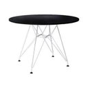 Ver imagem 2 de Mesa de Jantar e Sala de Estar Eiffel Redonda 90cm Tampo de Madeira Preto com Base de Ferro Branco
