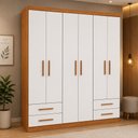 Ver imagem 2 de Guarda Roupa 6 Portas 4 Gavetas Advantage Freijó e Off White Batrol