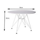 Ver imagem 3 de Mesa de Jantar e Sala de Estar Eames Ferro Branco Tampo Redondo Madeira Branco 90cm