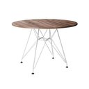 Ver imagem 2 de Mesa de Jantar e Sala de Estar Eames Redonda 90cm Tampo de Madeira Amendôa com Base de Ferro Branco