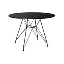 Ver imagem 1 de Mesa Eames Ferro Preto Tampo Redondo Madeira Preto 90cm