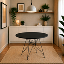 Ver imagem 1 de Mesa de Jantar e Sala de Estar Eames Ferro Preto Tampo Redondo Madeira Preto 90cm