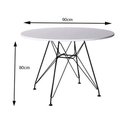 Ver imagem 3 de Mesa Eames Sala e Jantar Ferro Preto Tampo Redondo Madeira Branca 90cm
