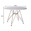 Ver imagem 3 de Mesa de Jantar e Sala de Estar Eiffel Redonda 90cm Tampo de Madeira Branco com Base de Ferro Cobre