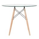 Ver imagem 2 de Mesa Eames Eiffel Redonda 90 cm – Tampo de Vidro Temperado + Base de Madeira e Ferro