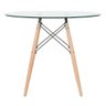 Mesa Eames Eiffel Redonda Tampo de Vidro 90cm com Base de Madeira - 2
