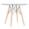 Mesa Eames Eiffel Redonda Tampo de Vidro 90cm com Base de Madeira - 1