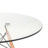 Mesa Eames Eiffel Redonda 90 Cm – Tampo de Vidro Temperado + Base de Madeira - 3