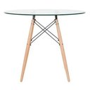 Ver imagem 2 de Mesa Eames Eiffel Redonda 90 Cm – Tampo de Vidro Temperado + Base de Madeira