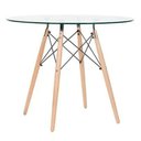 Ver imagem 4 de Mesa Eames Eiffel Redonda 90 Cm – Tampo de Vidro Temperado + Base de Madeira