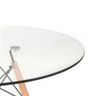 Mesa Eames Eiffel Redonda Tampo de Vidro 90cm com Base de Madeira - 3