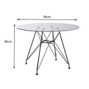 Ver imagem 3 de Mesa de Jantar e Sala de Estar Ferro Preto Tampo Redondo Vidro 90cm