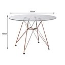 Ver imagem 3 de Mesa de Jantar e Sala de Estar Redonda 90cm Tampo de Vidro com Base de Ferro Cobre