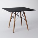 Ver imagem 1 de Mesa Eames Eiffel Quadrado Tampo de Madeira 90cm Preto