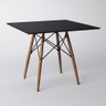 Mesa Eames Eiffel Quadrado Tampo de Madeira 90cm Preto - 1