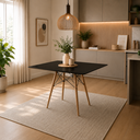 Ver imagem 1 de Mesa Sala e Jantar Eames Eiffel Quadrado Tampo de Madeira 90cm Preto
