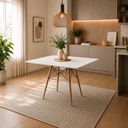 Ver imagem 1 de Mesa Sala e Jantar Eames Eiffel Quadrado Tampo de Madeira 90cm Branco
