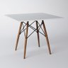 Mesa Eames Eiffel Quadrado Tampo de Madeira 90cm Branco - 1