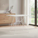 Ver imagem 1 de Mesa Eiffel Quadrada 90cm Tampo de Madeira Branco com Base de Ferro Branco