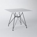Ver imagem 2 de Mesa Eiffel Quadrada 90cm Tampo de Madeira Branco com Base de Ferro Preto