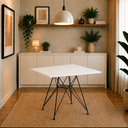 Ver imagem 1 de Mesa Eiffel Quadrada 90cm Tampo de Madeira Branco com Base de Ferro Preto