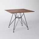 Ver imagem 2 de Mesa Eiffel Quadrada 90cm Tampo de Madeira Amendôa com Base de Ferro Preto