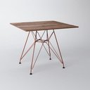 Ver imagem 2 de Mesa Eiffel Quadrada 90cm Tampo de Madeira Amendôa com Base de Ferro Cobre