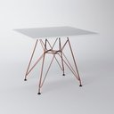 Ver imagem 1 de Mesa Eiffel Quadrada 90cm Tampo de Madeira Branco com Base de Ferro Cobre