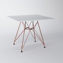 Ver imagem 2 de Mesa Eiffel Quadrada 90cm Tampo de Madeira Branco com Base de Ferro Cobre