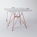Ver imagem 2 de Mesa Eiffel Quadrada 90cm Tampo de Madeira Branco com Base de Ferro Cobre