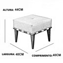 Ver imagem 2 de Pufe Banqueta Noé Luxo Puff Quadrado Madeira Maciça Linho Bege