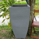 Ver imagem 5 de Kit 2 Vaso Planta + Prato 90x45 Moderno Trapézio Polietileno BGPLASTICOS FERRUGEM 017