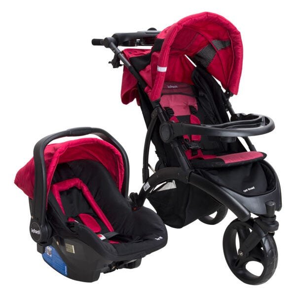 Carrinho Travel System Infanti Off Road sem Base Cherry MadeiraMadeira