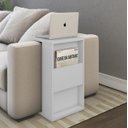 Ver imagem 1 de Mesa Bandeja Lateral para Sofá Suporte Branco Movelbento