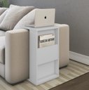 Ver imagem 1 de Mesa Bandeja Lateral para Sofá Suporte Branco Movelbento