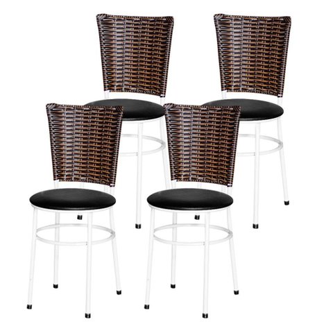 4 Cadeiras para Mesa Branca Hawai Avelã Cor:preto