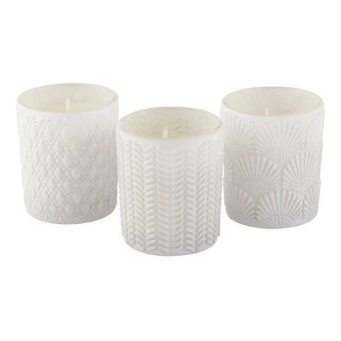 Trio Velas Aromatizada Decorativa Copo Vidro Branco Gardenia