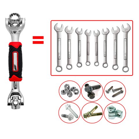 Chave Com 8 Bocas 48 Em 1 Universal - Substitui Kit Completo de Ferramenta Estrela Soquete p/ Parafu