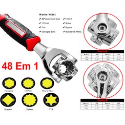 Chave Com 8 Bocas 48 Em 1 Universal - Substitui Kit Completo de Ferramenta Estrela Soquete p/ Parafu - 7
