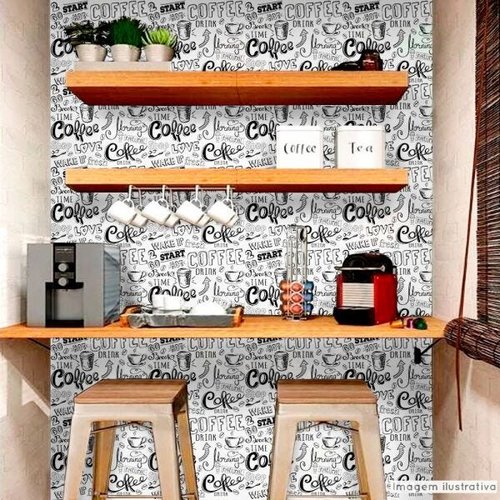 Papel de Parede Para Cozinha Love Coffee Preto e Branco, confira!