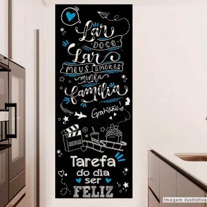 Papel de Parede Painel Frase Lar Doce Lar - Preto