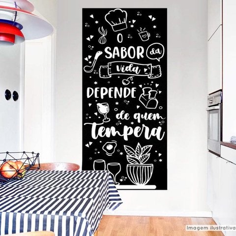 Papel de Parede Painel Frase Sabor da Vida - Preto