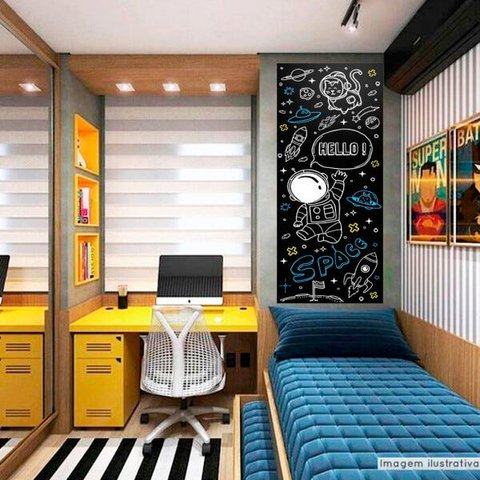 Papel de Parede Painel Frase Space - Preto