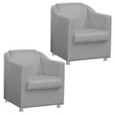 Ver imagem 1 de Kit 2 Poltronas Bia Consultorio Sala Recepção Suede Cinza